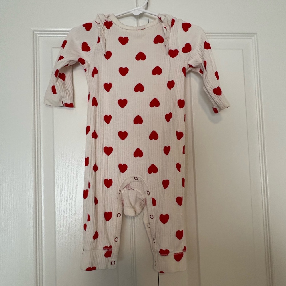 GUC valentine red heart Cat and Jack 3-6m  jumpsuit